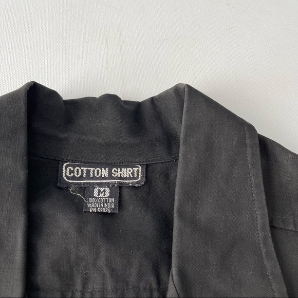 Black Collared Shirt Jacket Blazer Vintage Puff Sleeves Open Construction Medium - Picture 7 of 8